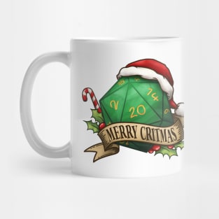 D20 Merry Critmas Dice Green Mug